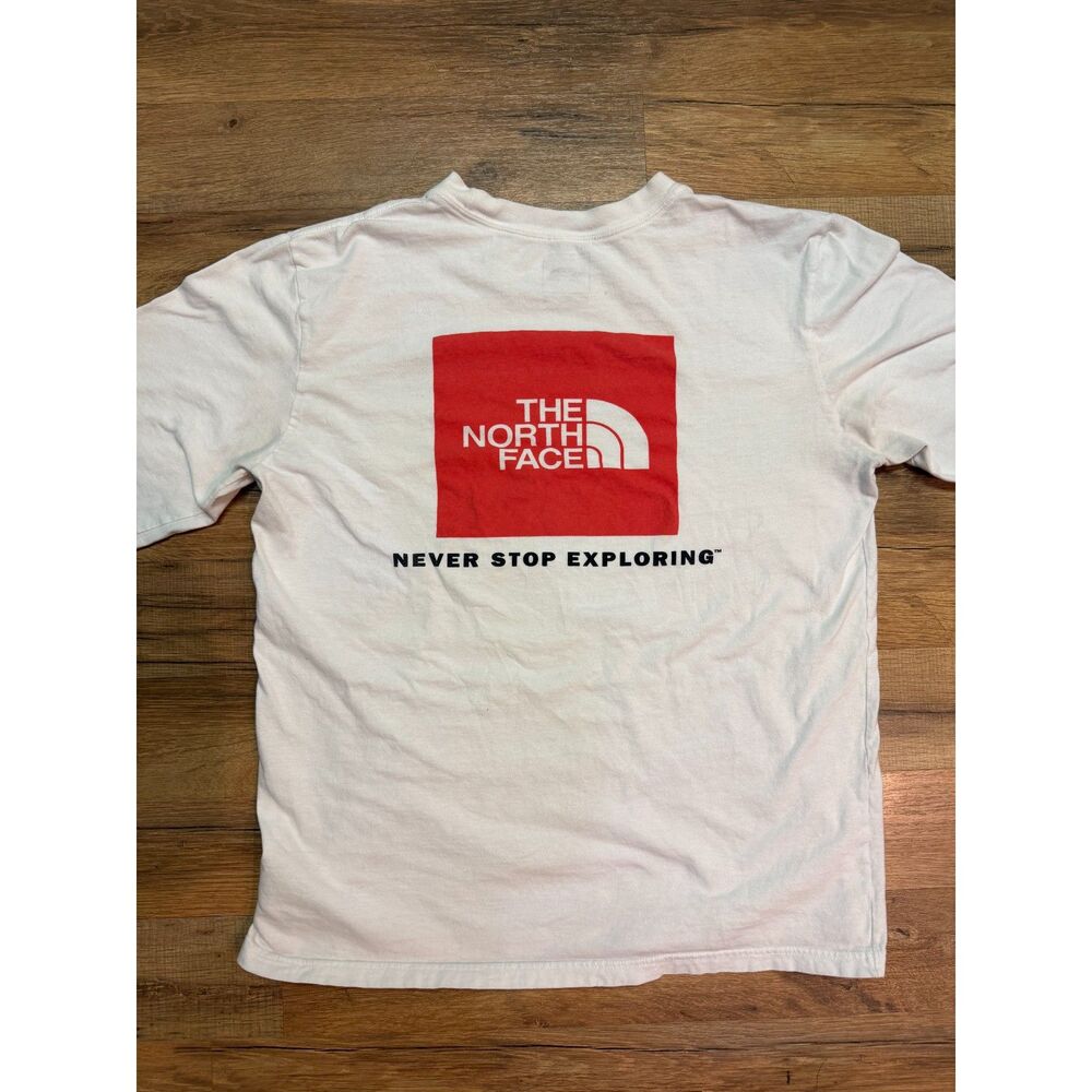 The North Face Original Half Dome Logo Long Sleeve T Shirt M White Red M - Picture 2 of 6
